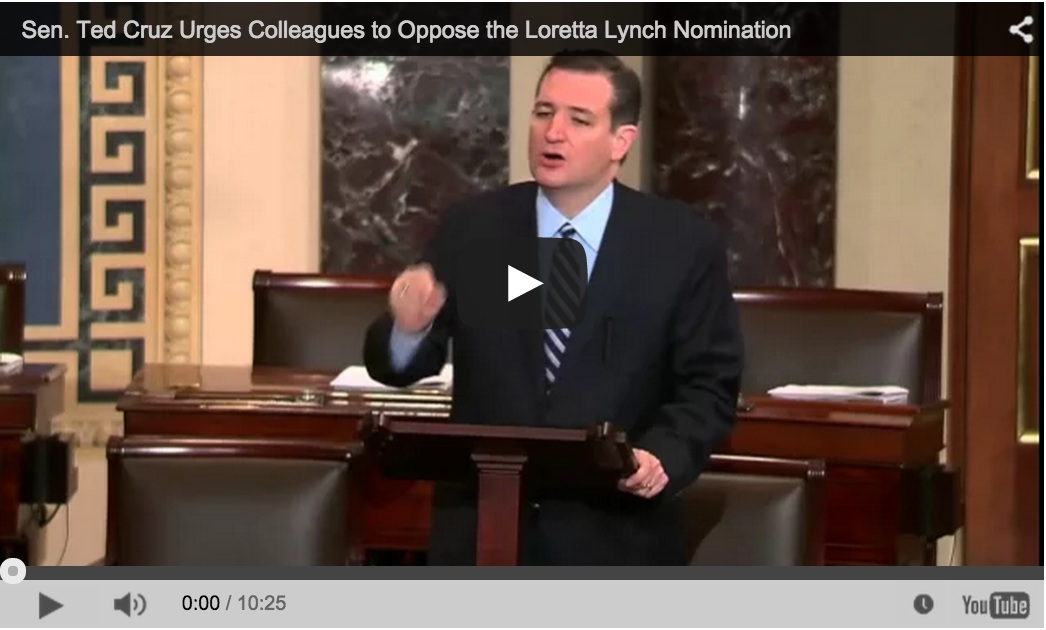 Sen. Cruz Floor Speech in Opposition to Loretta Lynch